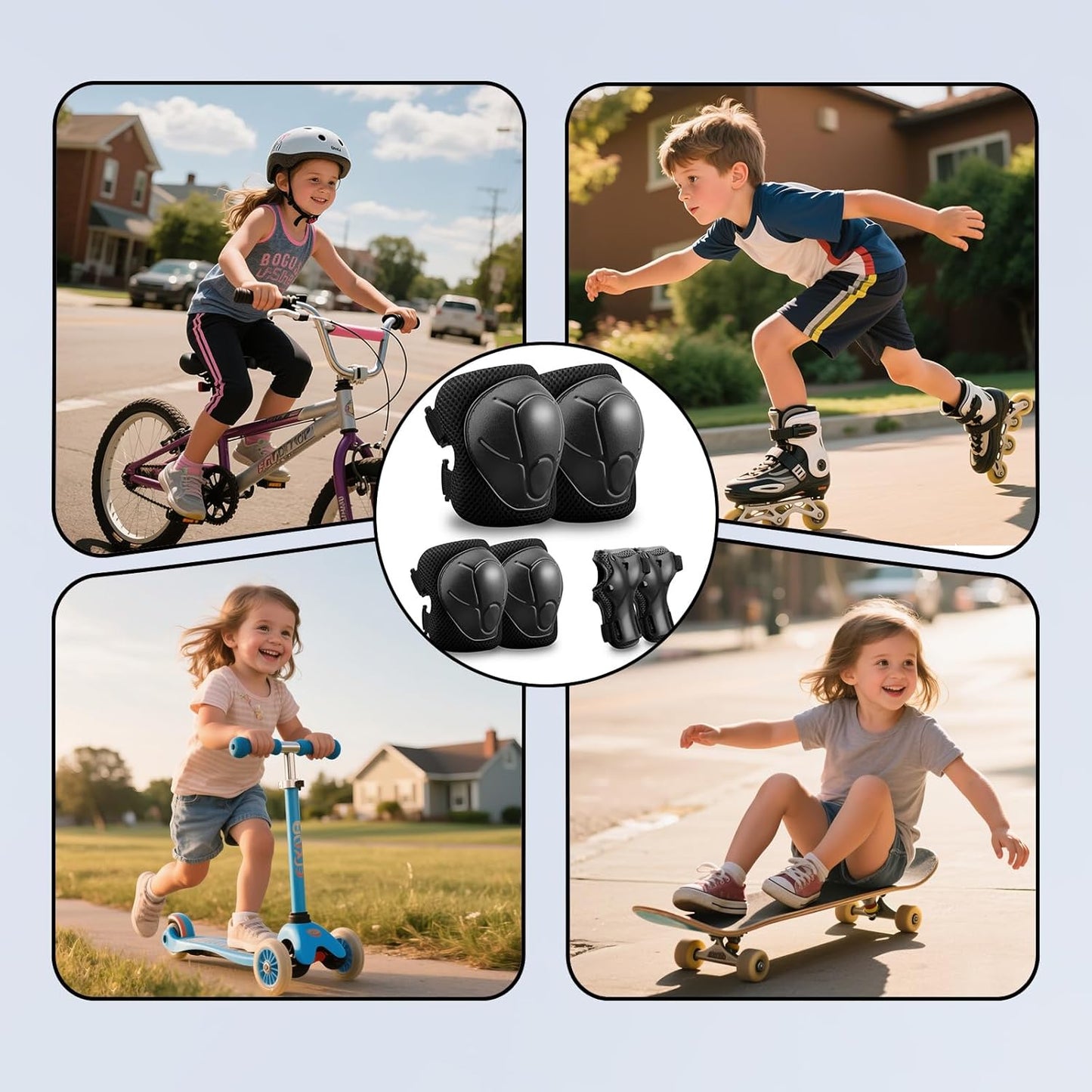 Skiennix Kids Protective Gear Set - 3-in-1 Knee, Elbow & Wrist Pads for Ages 3-14 | Ideal for Skating & Cycling