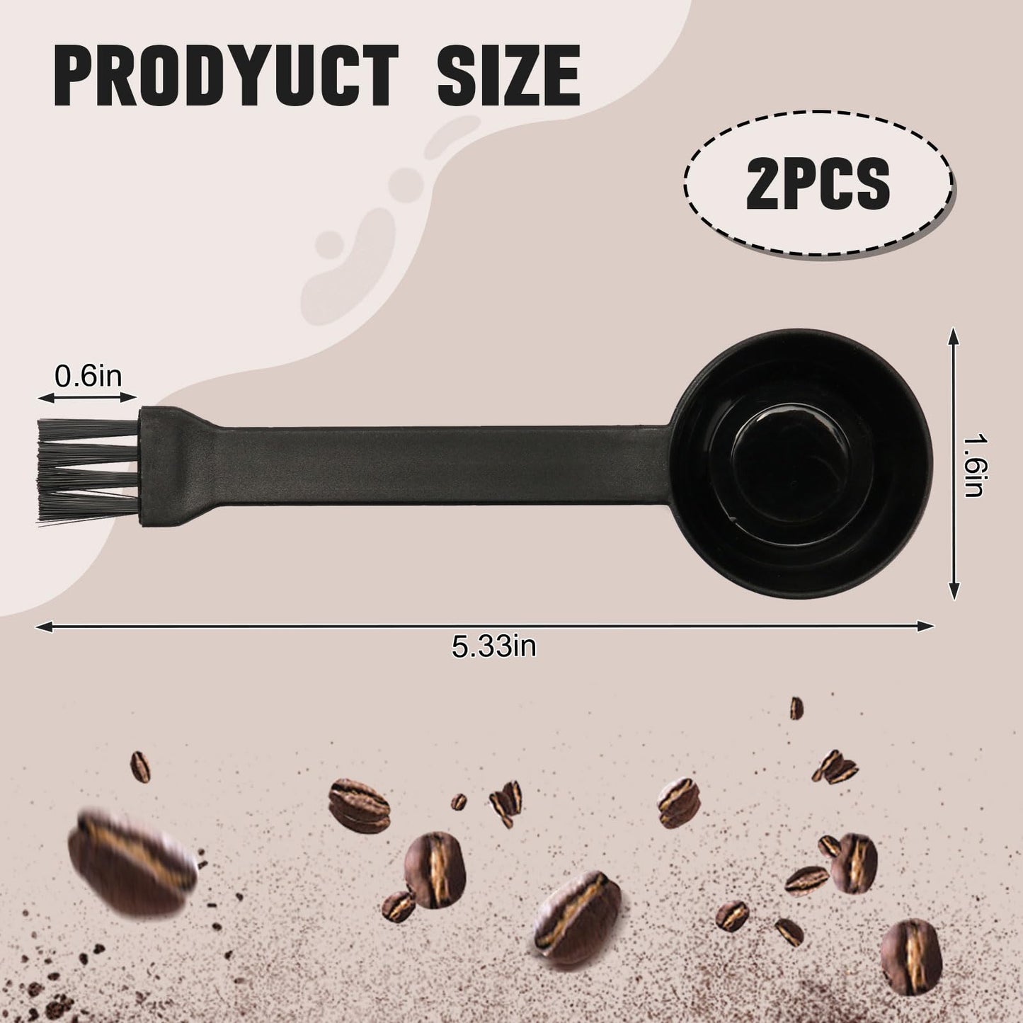 Coffee Spoon With Espresso Grinder Brush 2 in 1 Brush Compatible for Cuisinart DBM-8P1 Coffee Machine Brush for Coffee Grinder Cleaner Scooping Coffee Powder(2PCS)