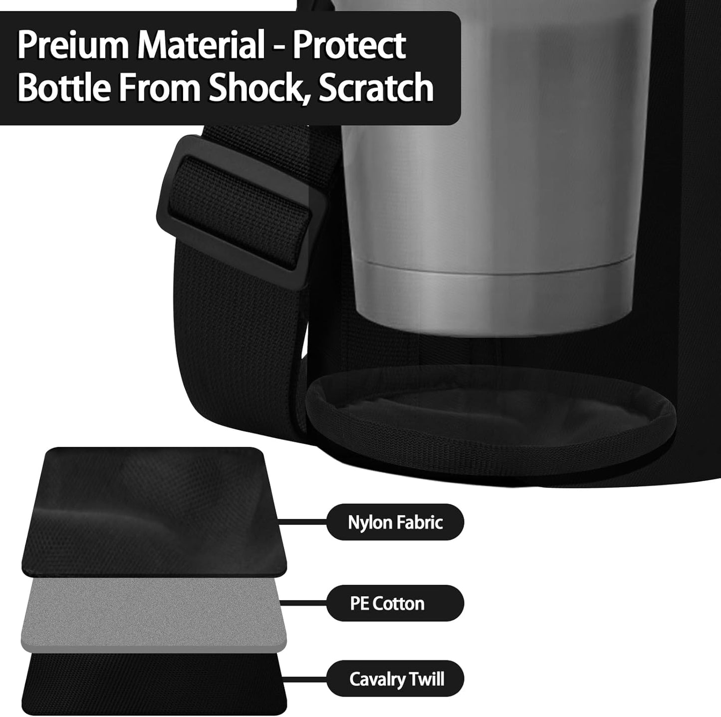 Xxerciz Water Bottle Carrier Bag - Adjustable Strap Holder for Yeti Rambler 30 oz Cup | Ideal for Outdoor Travel & Camping