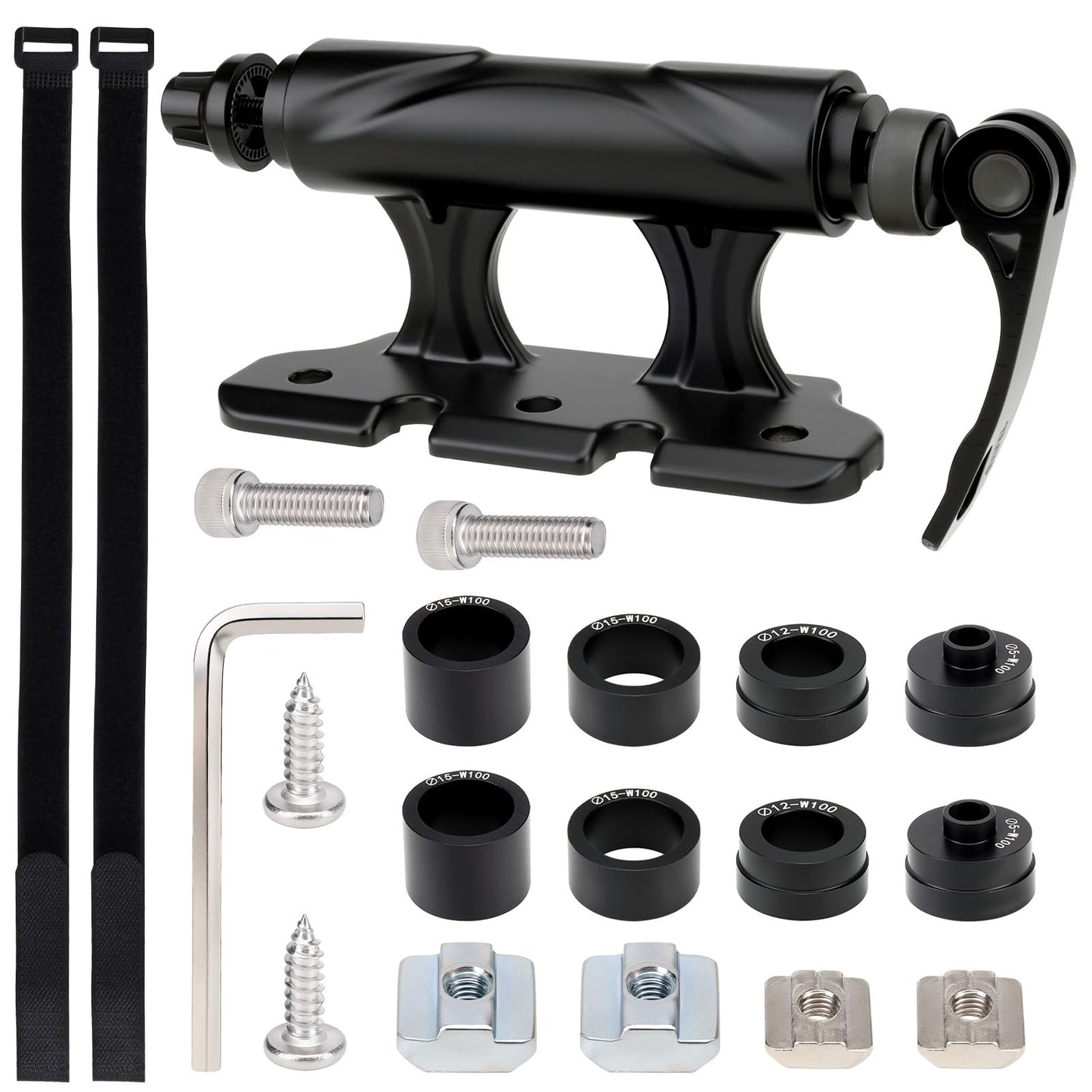Dioty Single Bike Fork Mount Block, Alloy Quick Release Thru Axle for Car Bike Roof Rack Truck Bed Bike Mount with 4 Adapters for Road, MTB and Hybrid Bicycles
