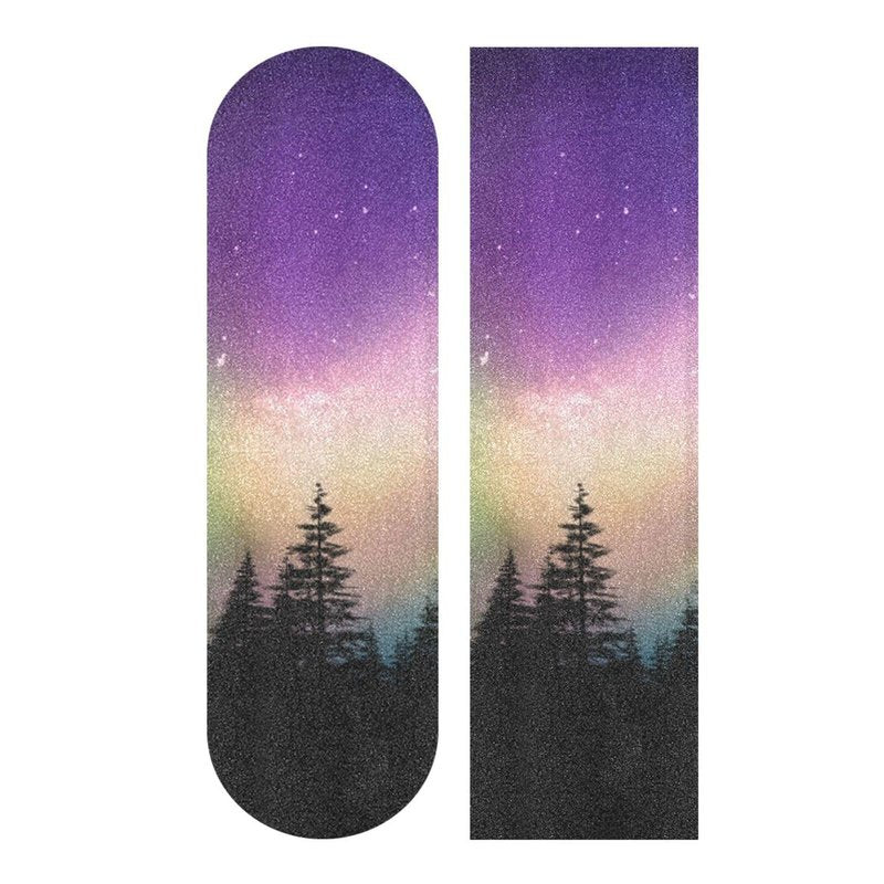 STAYTOP Aurora Over Forest Skateboard Grip Tape Sheet,Non Slip Waterproof Sandpaper Scooter Grip Tape Longboard Griptape 44×10inch