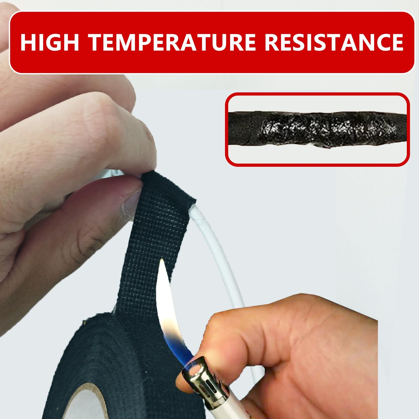 SWRT Wire Harness Tape, 3/4 Inch × 50 Feet, 6 Packs (300 Feet Total), Self-Adhesive Black Cloth Electrical Tape for Automotive Use, High Temperature Resistance Felt Tape.