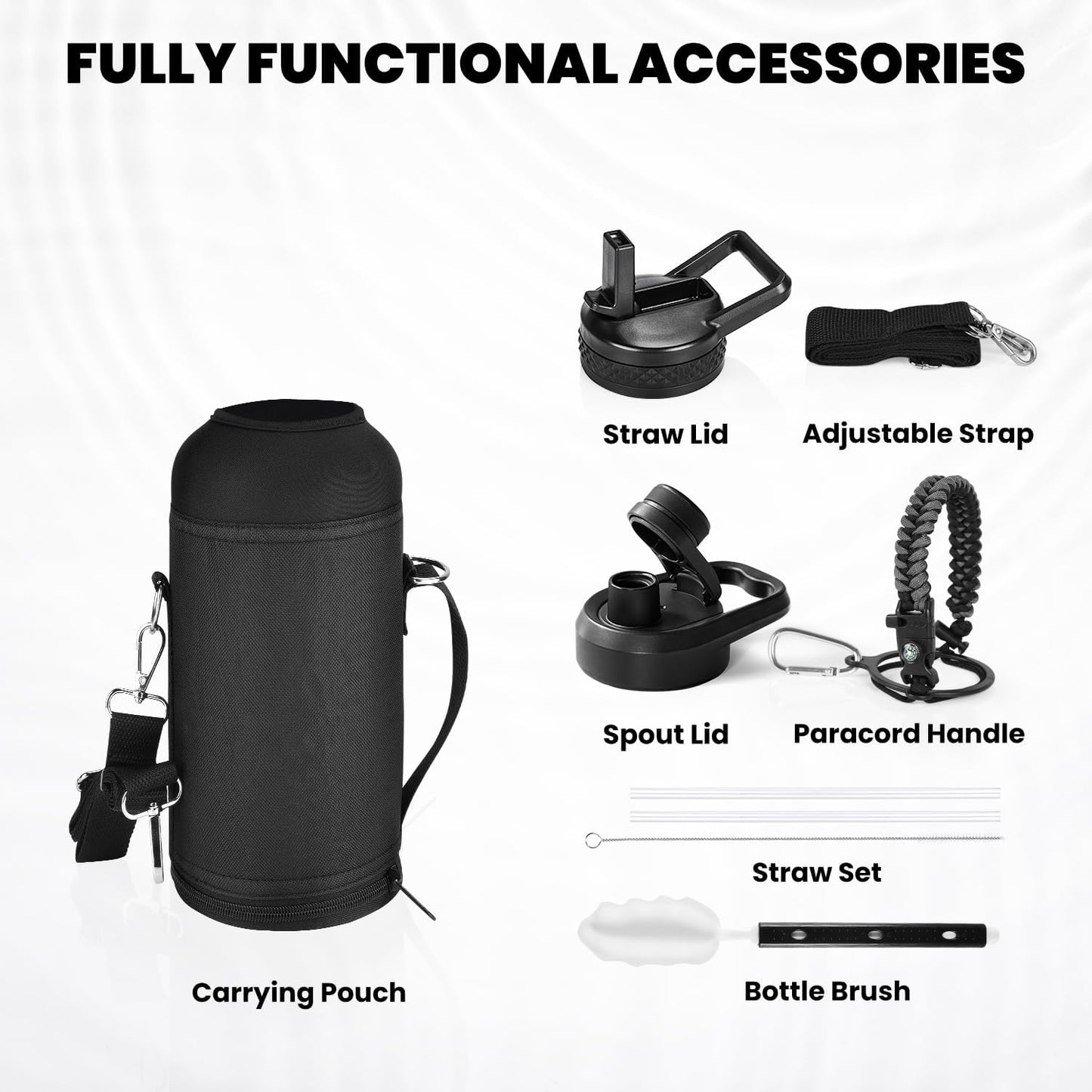 Skiennix Insulated Water Bottle - 32 Oz Triple Wall Vacuum Stainless Steel | Keeps Drinks Cold for 48 Hrs, Leak Proof, Dark Grey