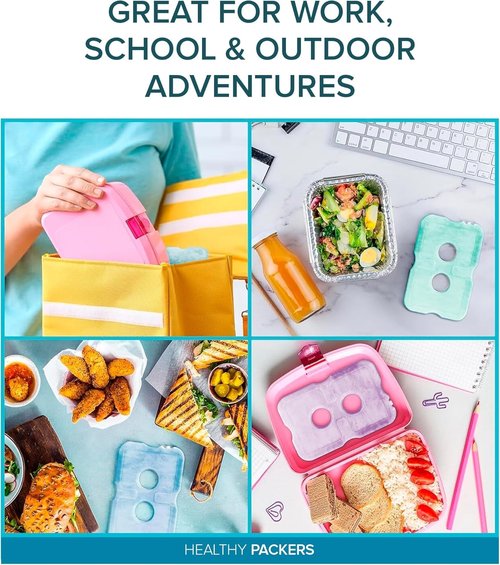 Healthy Packers Ice Packs for Lunch Boxes & Coolers - Freezer Packs - Original Cool Pack | Cooler Accessories for Beach, Camping & Fishing | Slim & Long-Lasting Reusable Ice Pack for Cooler