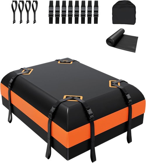 DEEAGLE Rooftop Cargo Carrier - 15 Cubic Feet Waterproof Soft Bag for Vehicles Without Roof Rack | Includes Non-Slip Mat & 8 Straps