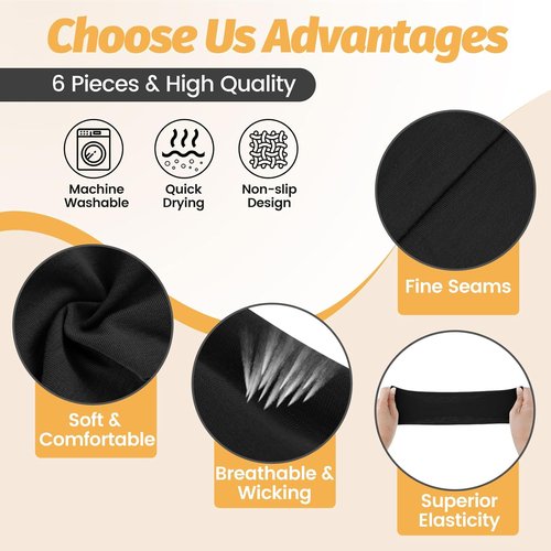 Headbands for Women by [Brand Name] - 6 Pack Wide Elastic Hair Bands | Soft Non-Slip Sports Accessories