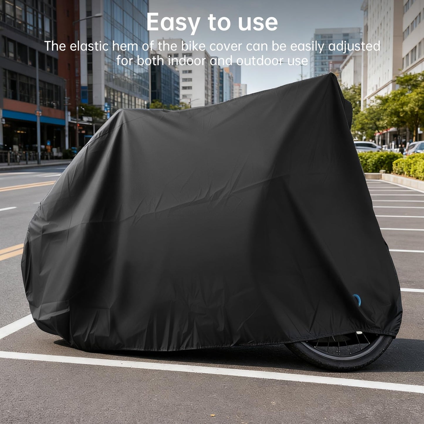 Bike Cover Heavy-Duty Nylon Waterproof, All Season Outdoor Bicycle Cover for E-Bike, Mountain & Road Bike, Windproof Dustproof UV Protection with Lock Hole & Carry Bag (Fits up to 29 Inch Wheels)