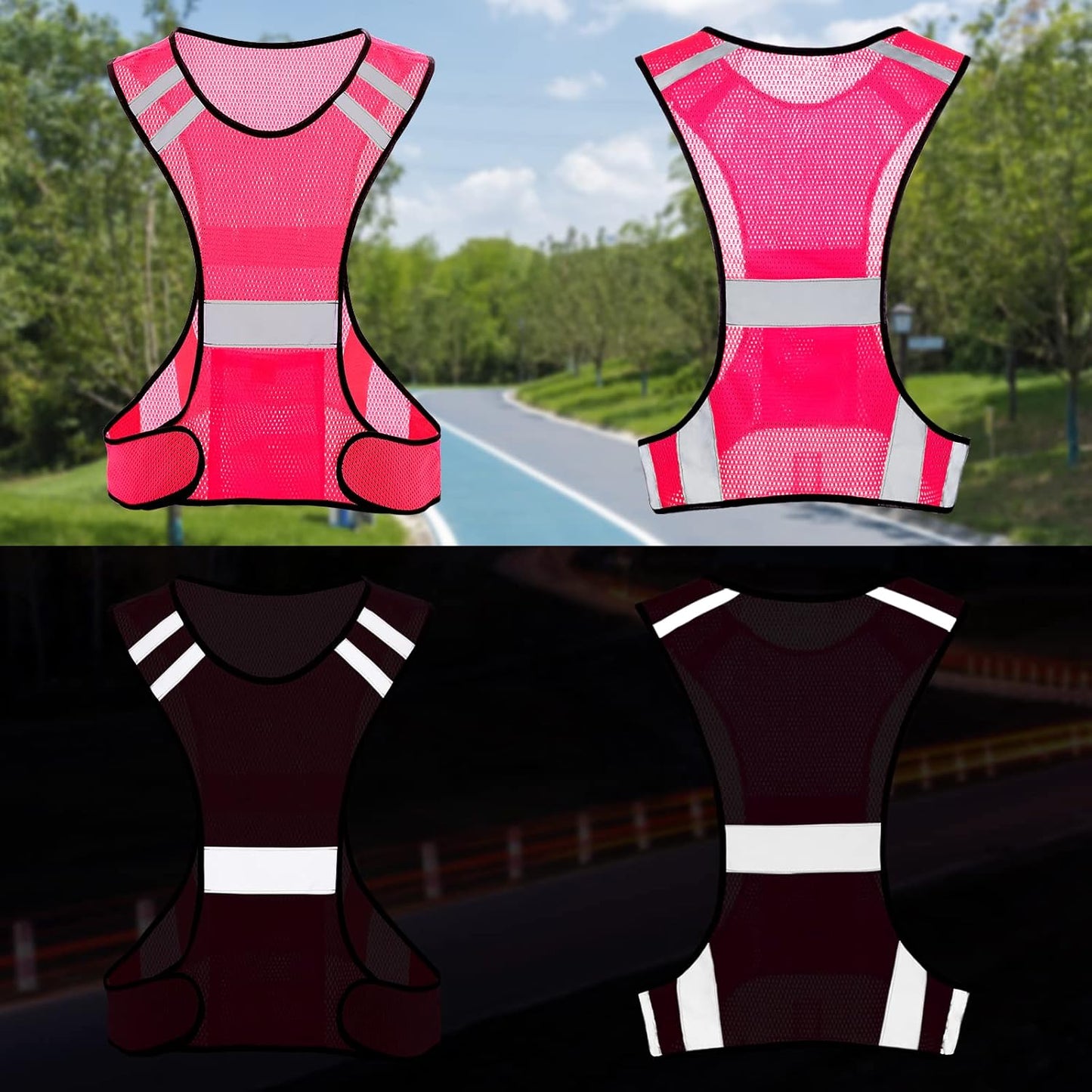TCCFCCT Reflective Running Vest - High Visibility Gear with Large Pocket for Safety and Comfort