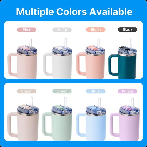 Bluwing 40oz Tumbler Lid Replacement for Stanley Quencher 40 oz, 2PCS Reusable Replacement Tumbler Cover Lid for 40 oz Stanley Quencher 2.0 & ProTour Cup(Blue)