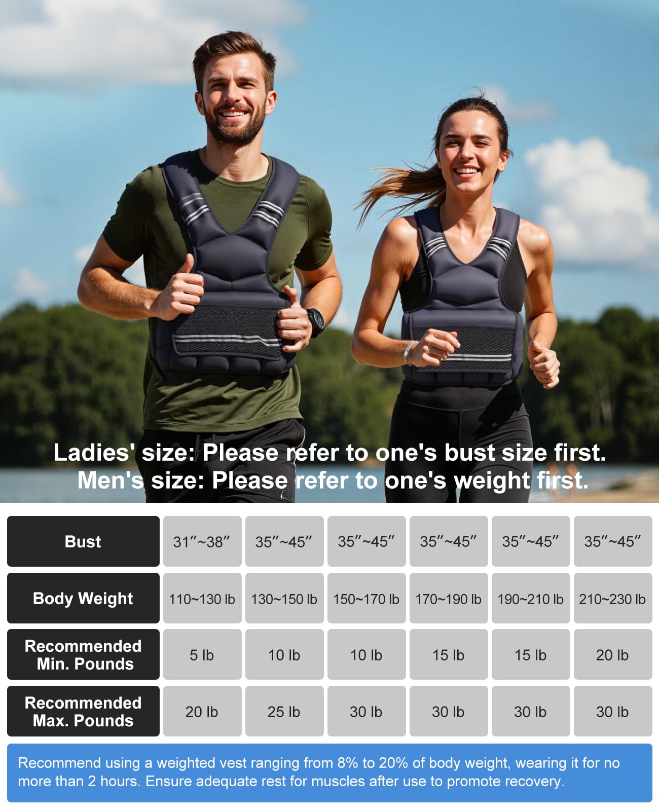 OYY Weighted Vest for Women Men, 8-18lbs Adjustable Running Vest with Reflective Stripe, Comfortable Weight Vests for Workout, Strength Training, Running, Walking, Jogging