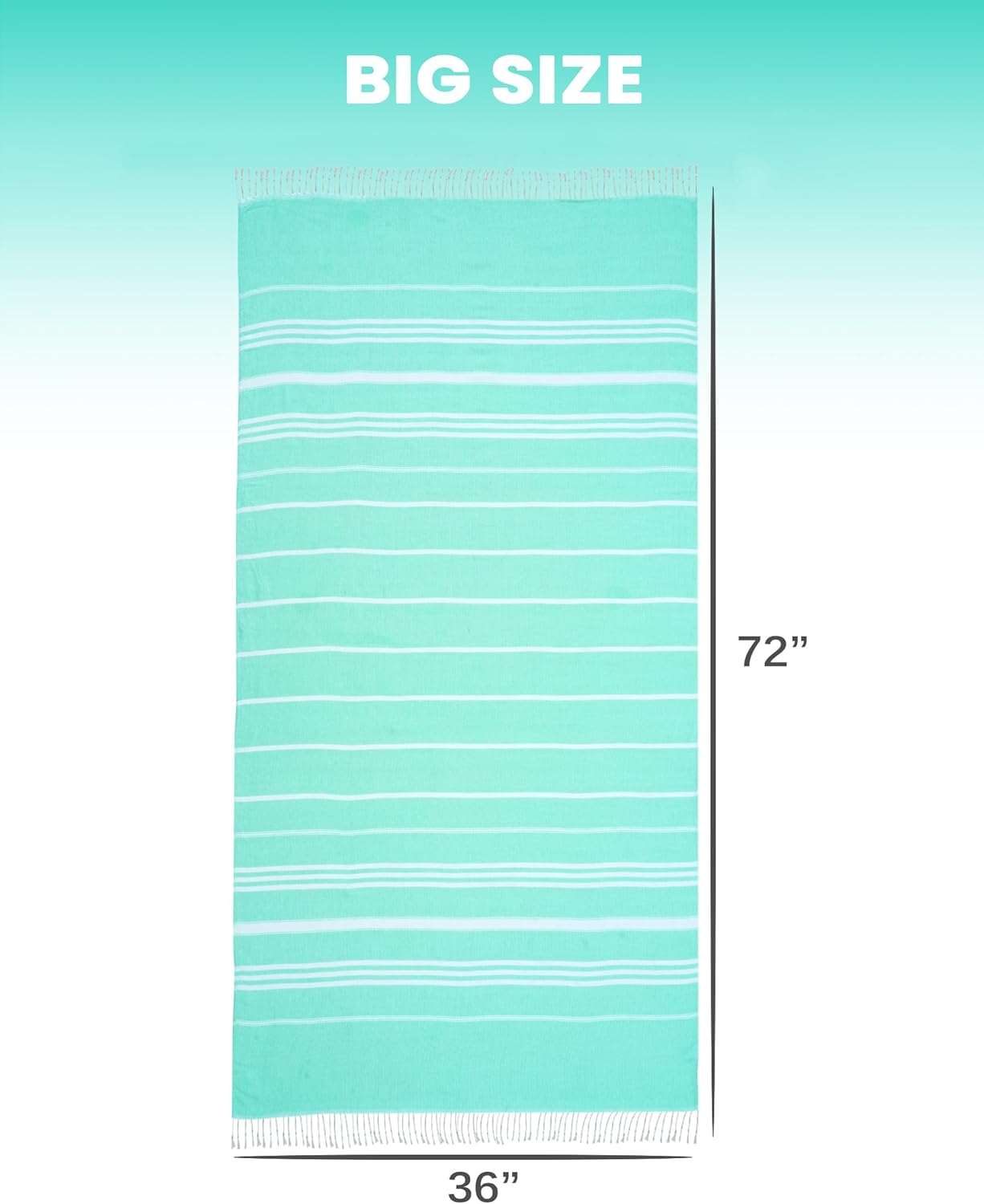 Skiennix Oversized Turkish Beach Towels - Quick Dry, Sand-Free, Extra Large Set of 6 | Perfect for Travel & Camping