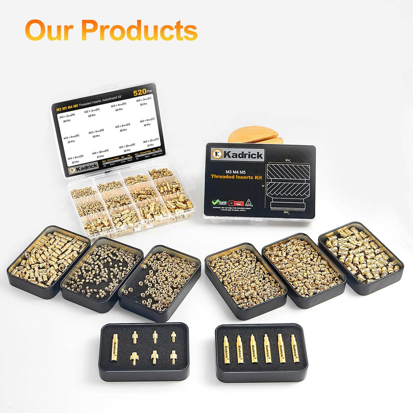 Heat Set Insert Tool,Tips for Threaded inserts M2 M2.5 M3 M4 M5 M6, Soldering Iron Tips for 3D Printer Users,Compatible with 900M/T18/FX-888D Irons- Press Tool for Plastic 3D Printer Components