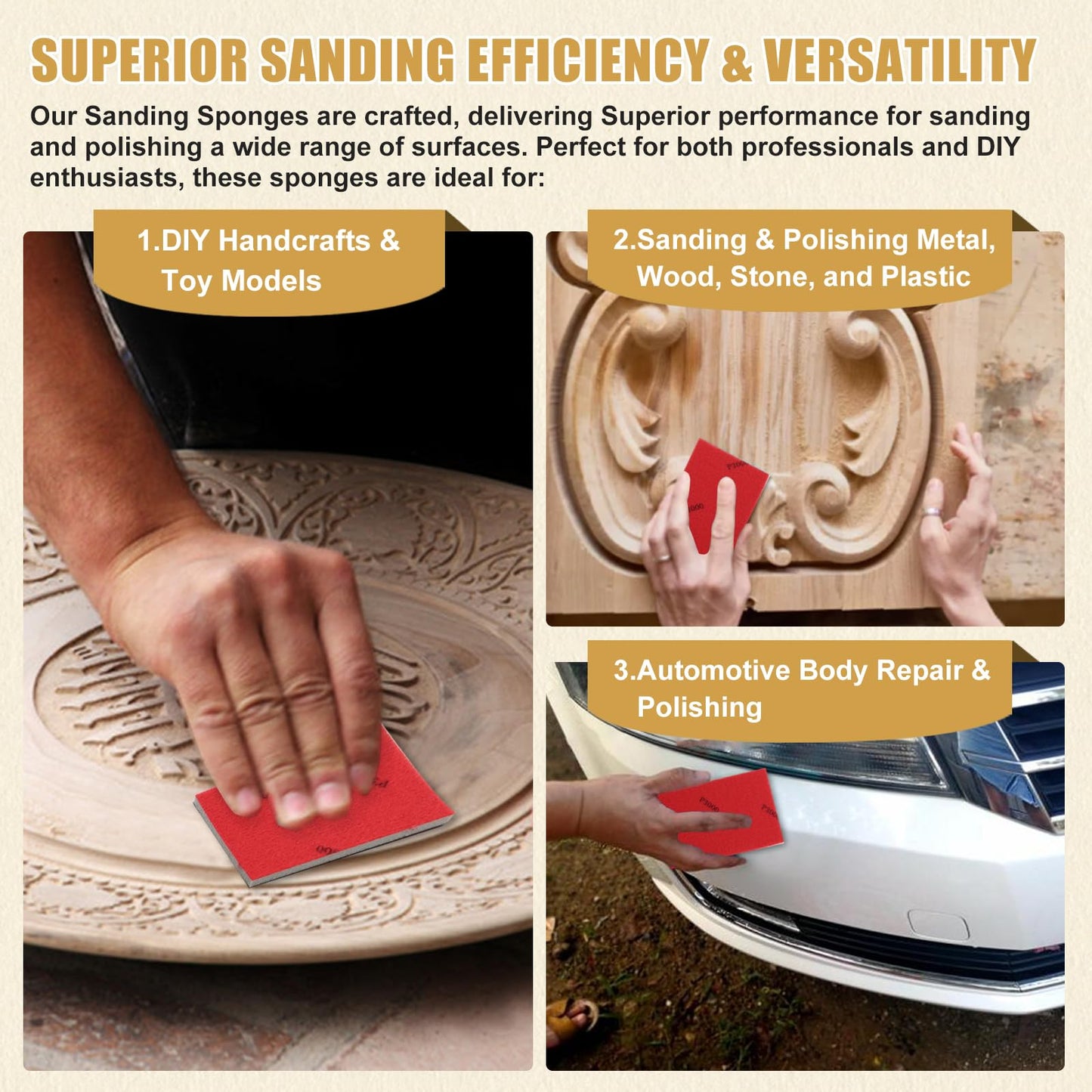 24pcs Sanding Sponge Set, 12 Different Grades of Sanding Block 180-3000Grits, Reusable Wet and Dry 4"x3" Sand Paper for Metal Wood Drywall Walls Stone Automotive Paint Plastic DIY(Variety of Grits)