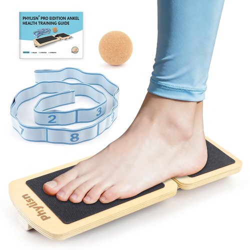 Versatile Ankle Strengthener Foot Fitness Kit for Ankle Sprains,Plantar Fasciitis,Physical Therapy.Includes Balance Board,Resistance Band,Fascia Ball(with User Guide)