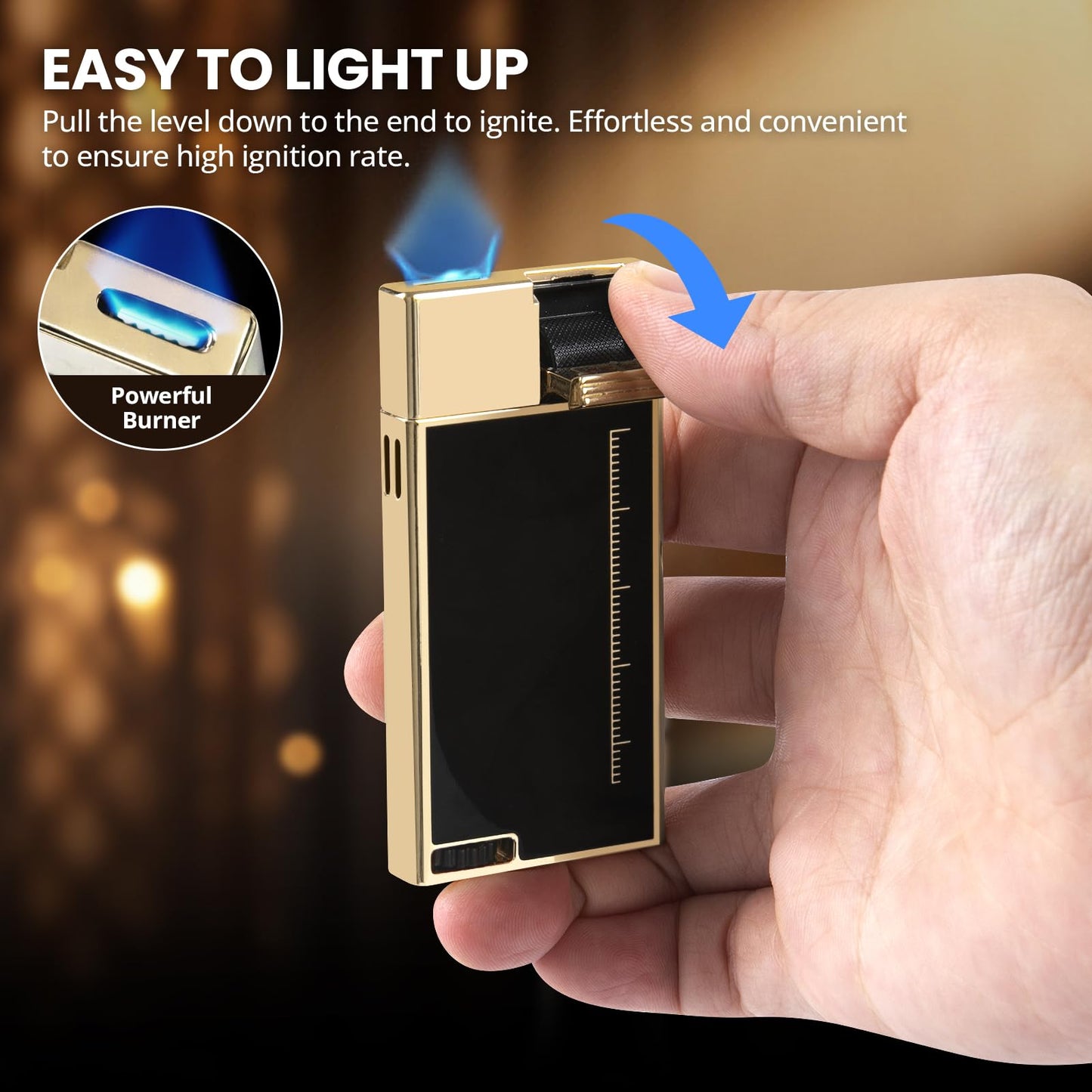 LYPOBALA Torch Lighter, Cool Butane Torch Lighter, Flat Jet Flame Refillable Butane Lighters, Unique Slim Pocket Lighter with Visible Window, Windproof Adjustable Fancy Lighters, Novelty Gifts for Men
