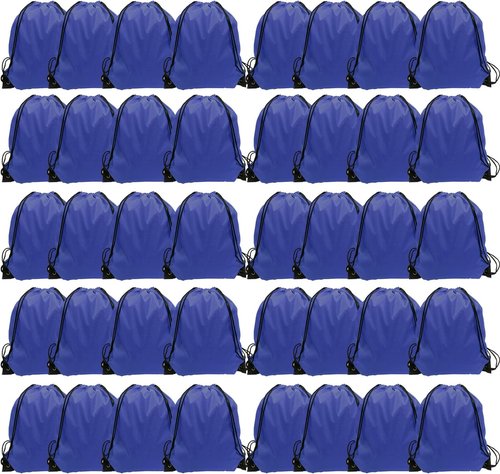 GoodtoU Drawstring Backpack - 48 Pcs Blue Drawstring Bags for Gym & Travel Convenience