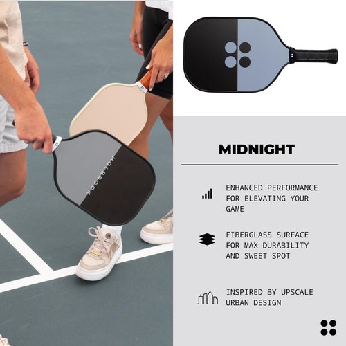 Holbrook Pickleball Paddle - Sport Series, USAPA Approved Pickleball Racket with Durable Fiberglass Surface, Honeycomb Core, Large Sweet Spot, & Stylish Design, Skill Levels (Midnight)