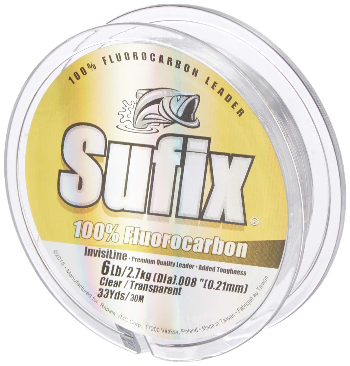 Sufix Invisiline Fluorocarbon Leader 33-Yards Leader Wheel Fishing Line (Clear, 8-Pound) (681-008)