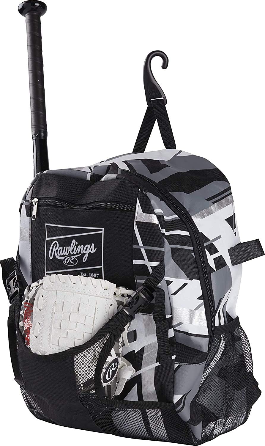 Rawlings REMIX Backpack Equipment Bag - T-Ball & Youth Baseball/Softball - Stylish Black Design