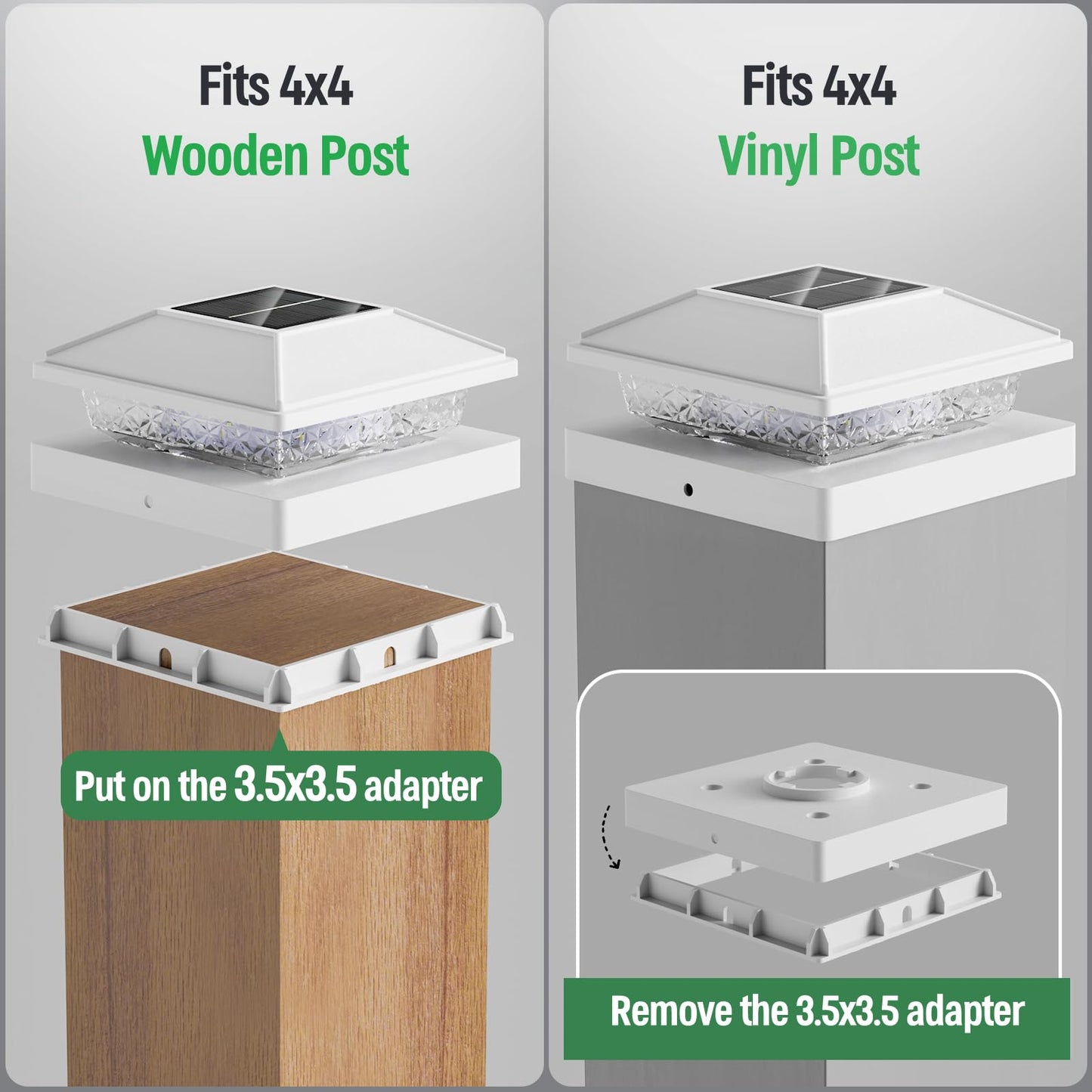 Post Cap Lights 16pack, 4x4 Deck Fence Post Solar Lights Outdoor with Warm White Lighting,White Waterproof Solar Post Lights for Vinyl/Wood Posts to Decorate Fence, Deck,Garden, Patio