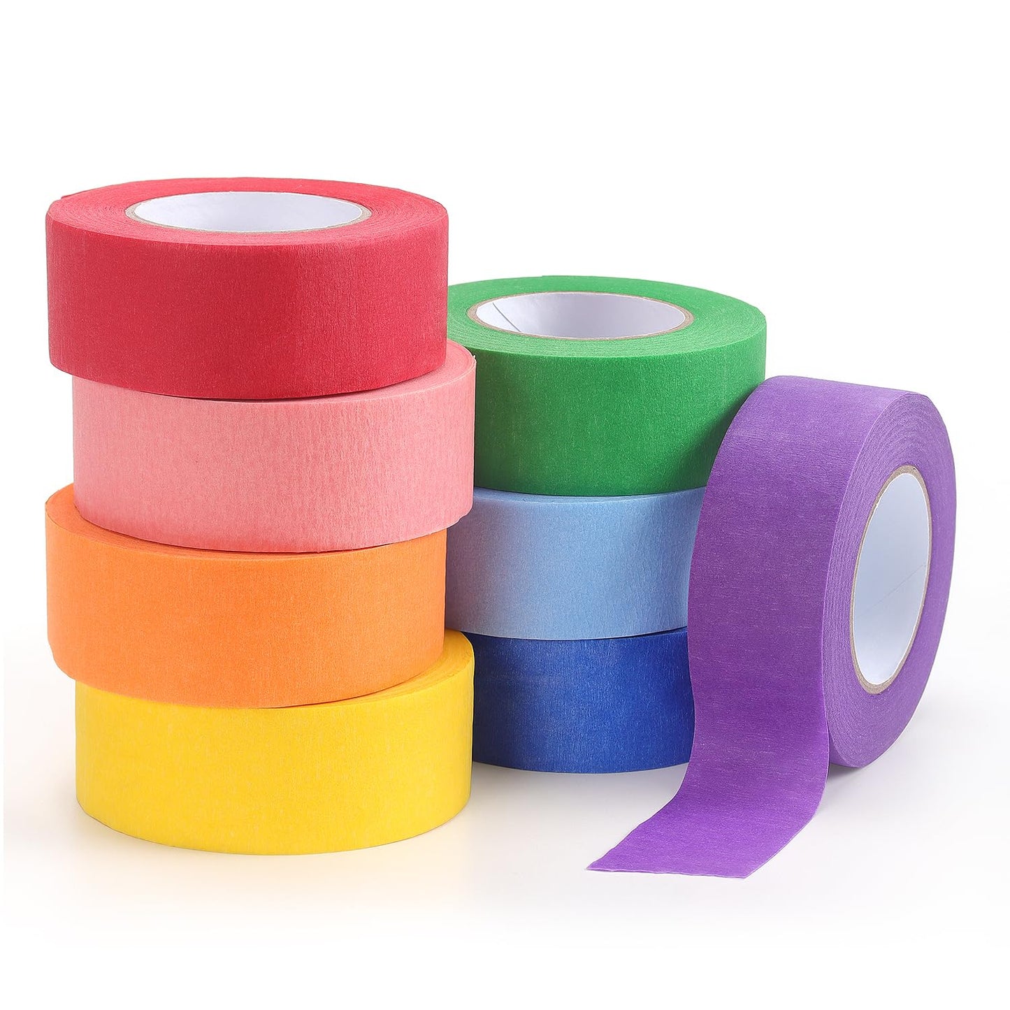 LONGKEY Colored Masking Tape Painters Tape 1 Inch X 20 Yards, 8 Rolls, 160 Yards in Total, Craft Color Painters Colorful Art Rainbow Labeling Tapes Marking Tape for Kids Crafts Moving Classroom