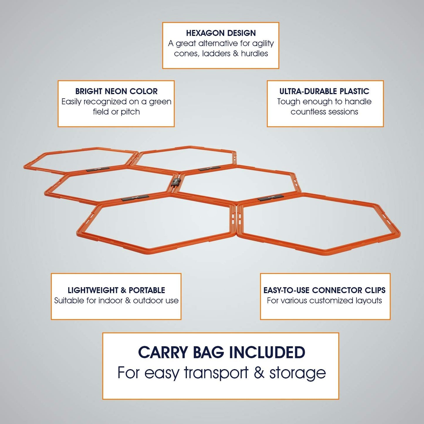 Yes4All Hex Agility Rings - Speed Training Hurdles with Carrying Bag for Enhanced Footwork Skills