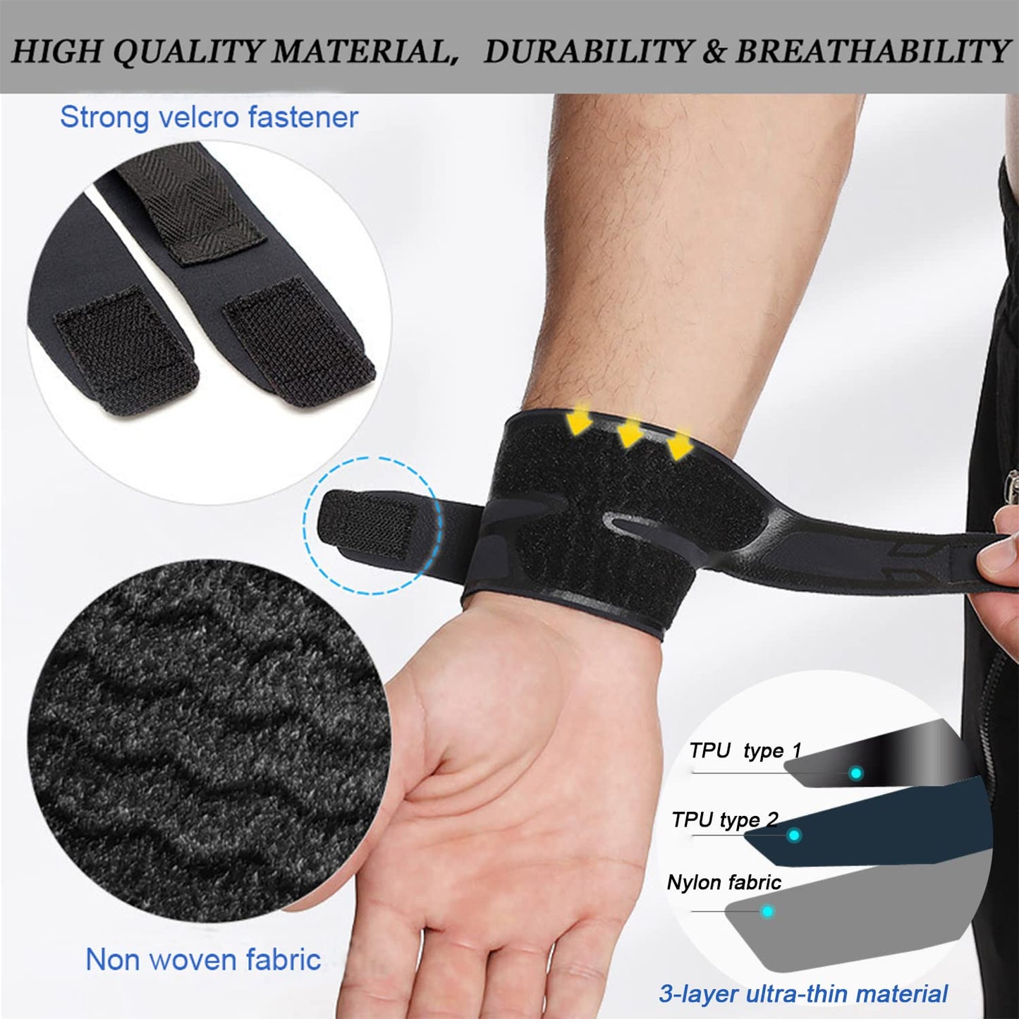 Mezeic Wrist Brace for TFCC Tear, Ultra-thin Compression Wrist Straps Weightlifting Wrist Wraps Adjustable Wrist Support for Sport Protection, Tendonitis Arthritis Wrist Pain - Black