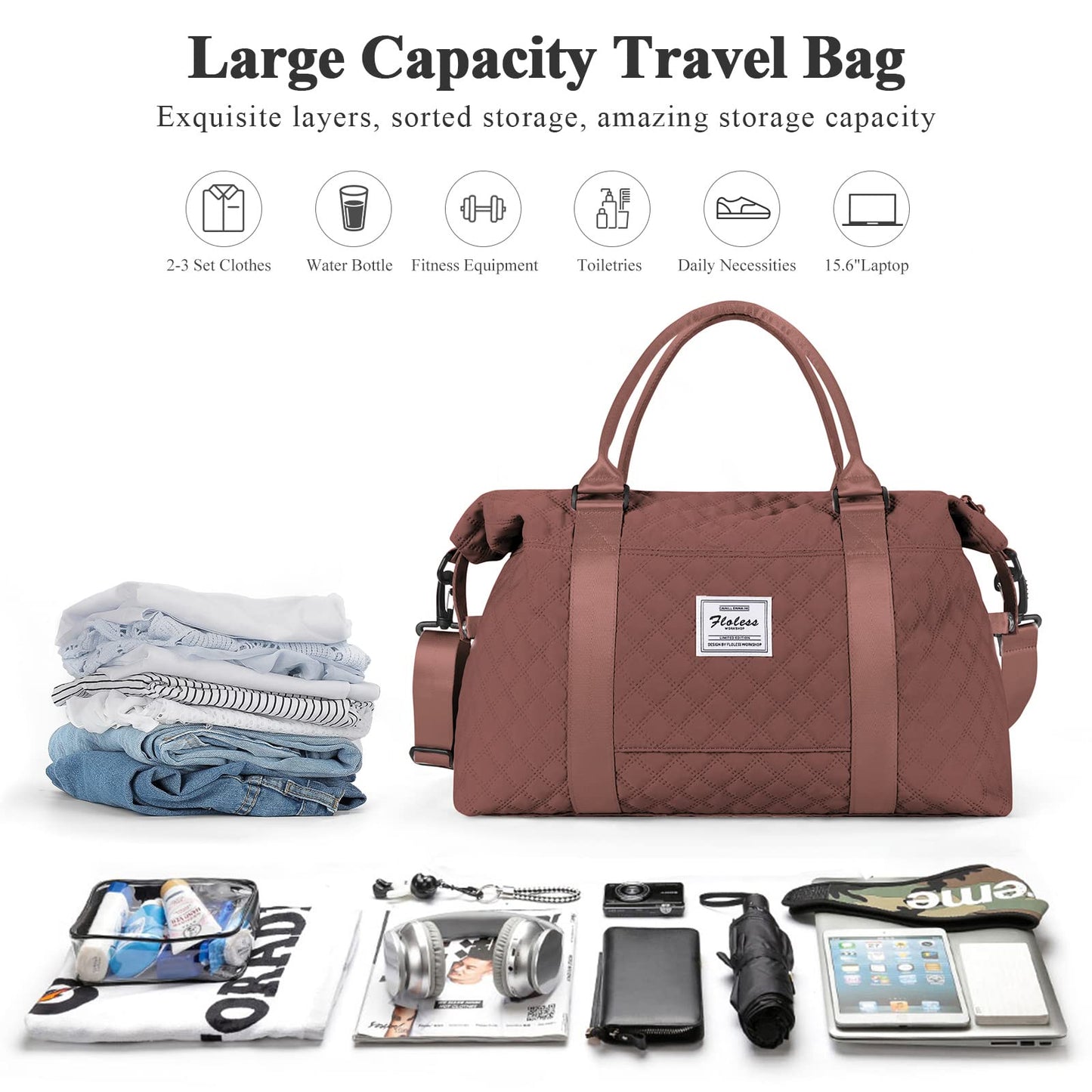 Travel Duffel Bag,Overnight Weekender Bags for Women with Wet Pocket