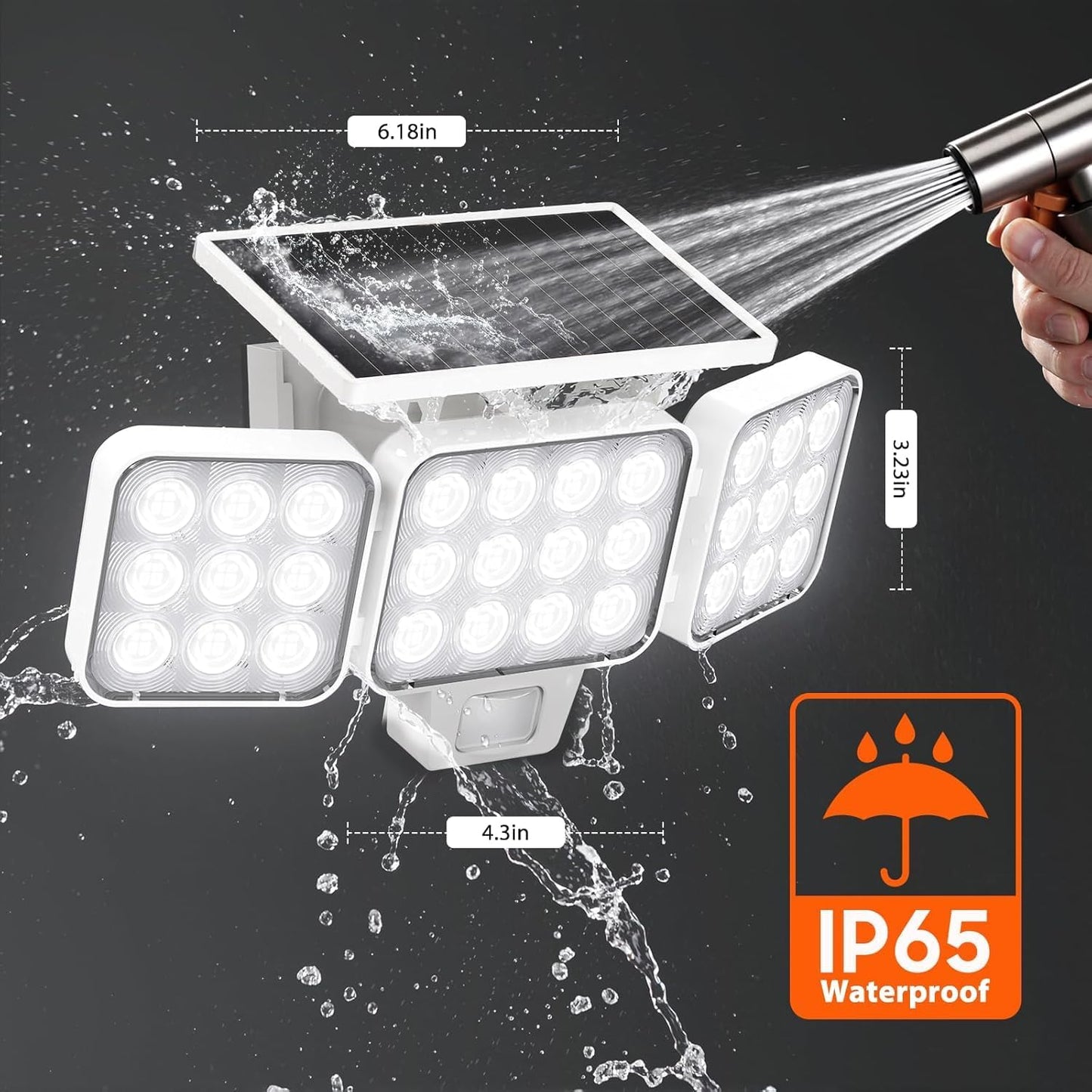 3500LM Solar Flood Lights with Motion Sensor - Adjustable Wireless LED Security Spot Lights for Outdoor Yard - 2 Pack