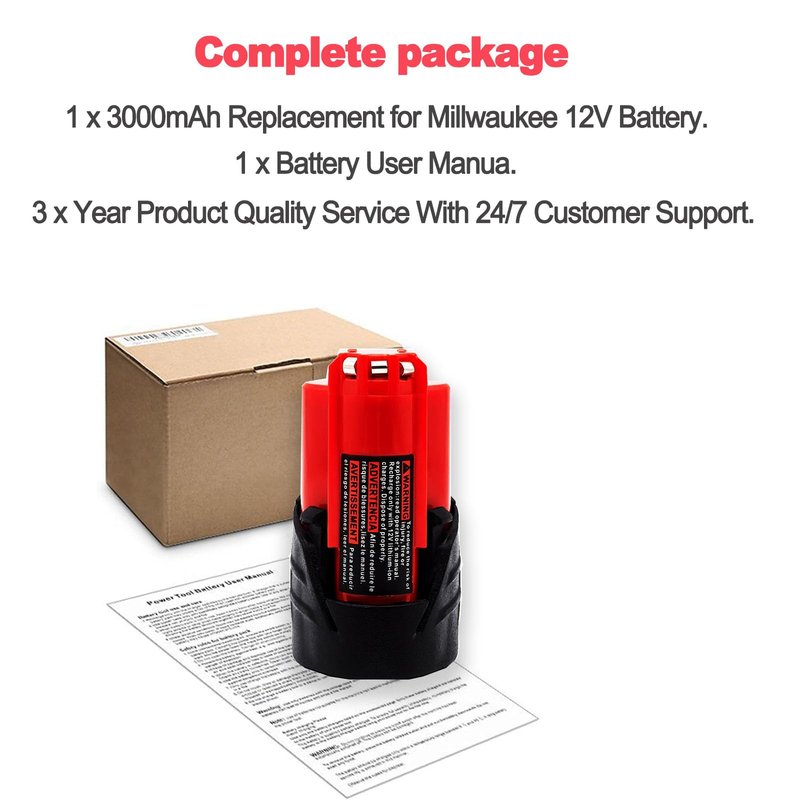NSTTYK 48-11-2420 12V Lithium-Ion M-12 High Output 3Ah Battery Compatible with Milwaukee M 12 Heated Jacket and Tools Also Original Charger（Replacement for M12 Battery*1） (1)