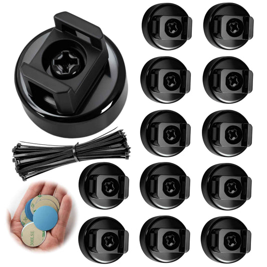 12Pcs Magnetic Cable Zip Tie Mounts with Duty Zip | Multipurpose Magnetic Cable Holder for Cable Management | Includes Adhesive Tabs for Non-metal Surfaces, Suitable for Walls, Tables and Cars