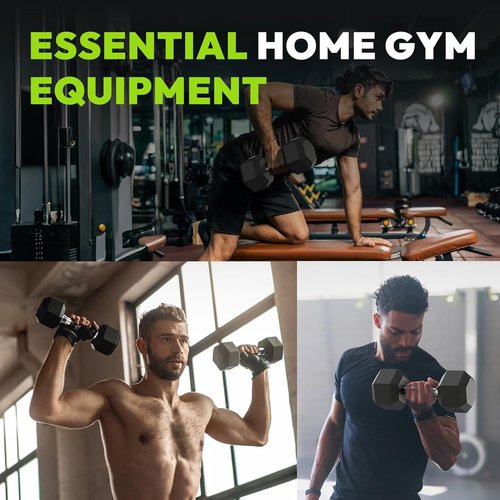 HANDBODE Hex Dumbbell Set | Rubber Encased Weights for Home Gym | 2.5-65 lb Adjustable Pair