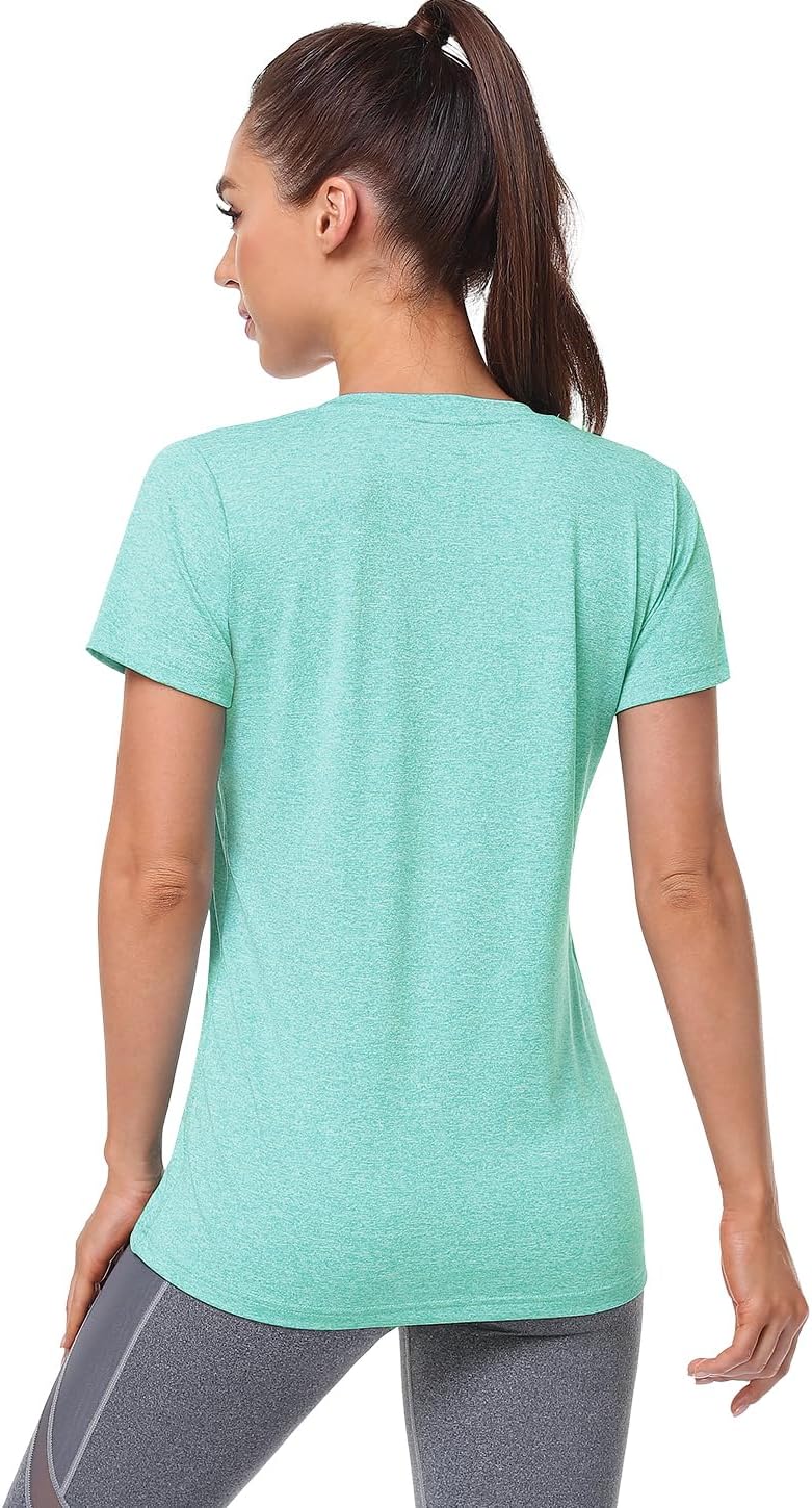 Xelky Women's Dry Fit V-Neck T-Shirt - 3-4 Pack Moisture-Wicking Athletic Activewear Tee