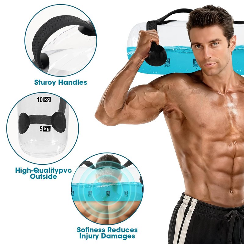 Water Weights Aqua Bag - Dual-Purpose Water Punching Bag, Sandbag Alternative for Strength Training, Portable Stability Fitness Equipment for Core and Balance Home Gym - 55 LBS