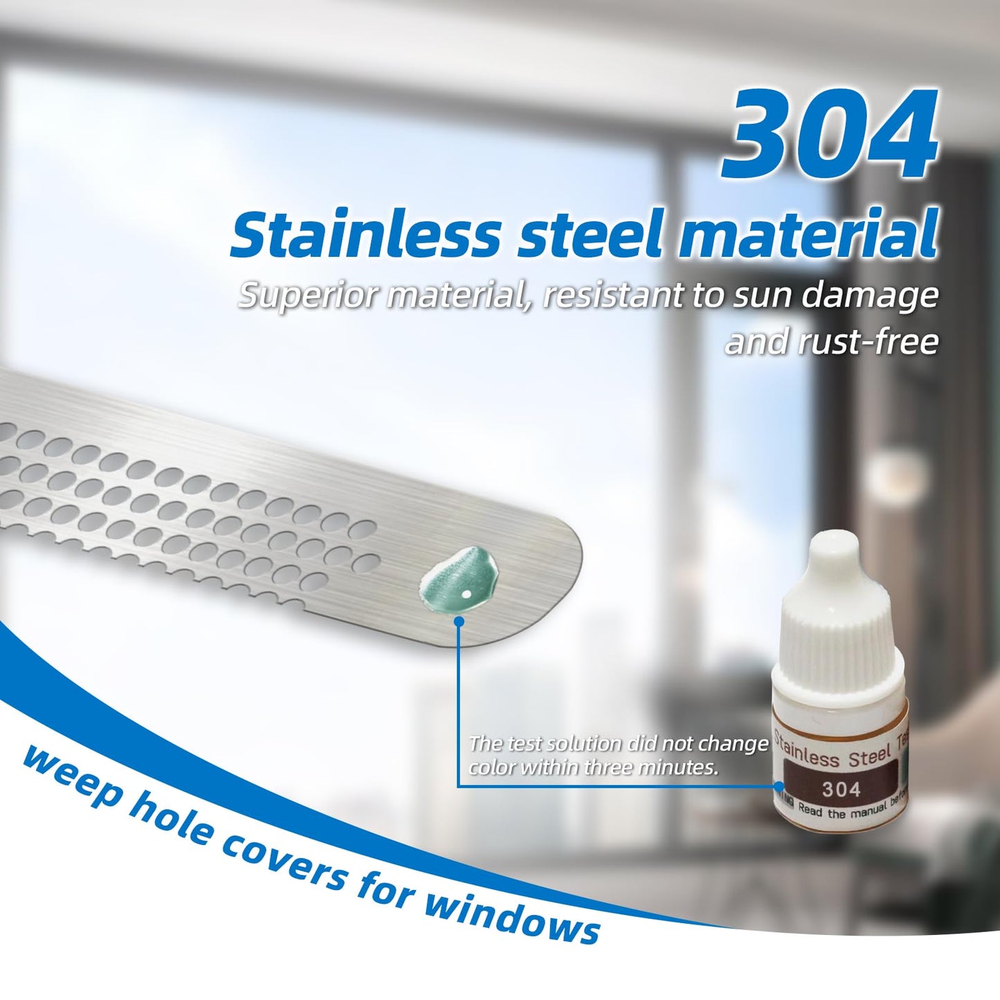25PCS 304 Stainless Steel More Durable Window Weep Hole Screen Patch Drain Quickly PET Self Adhesive More Sticky & Waterproof (2.36in*0.39in(6cm*1cm))