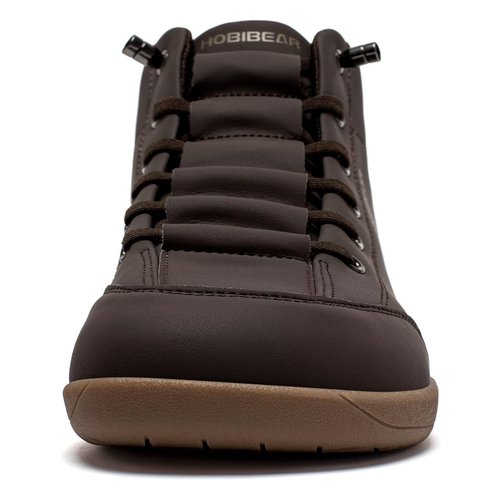 HOBIBEAR Leather Barefoot Boots Zero-Drop Wide Width Minimalist Shoes Unisex Mid Top Walking Boots(Dark Brown Women 8,Men 7)
