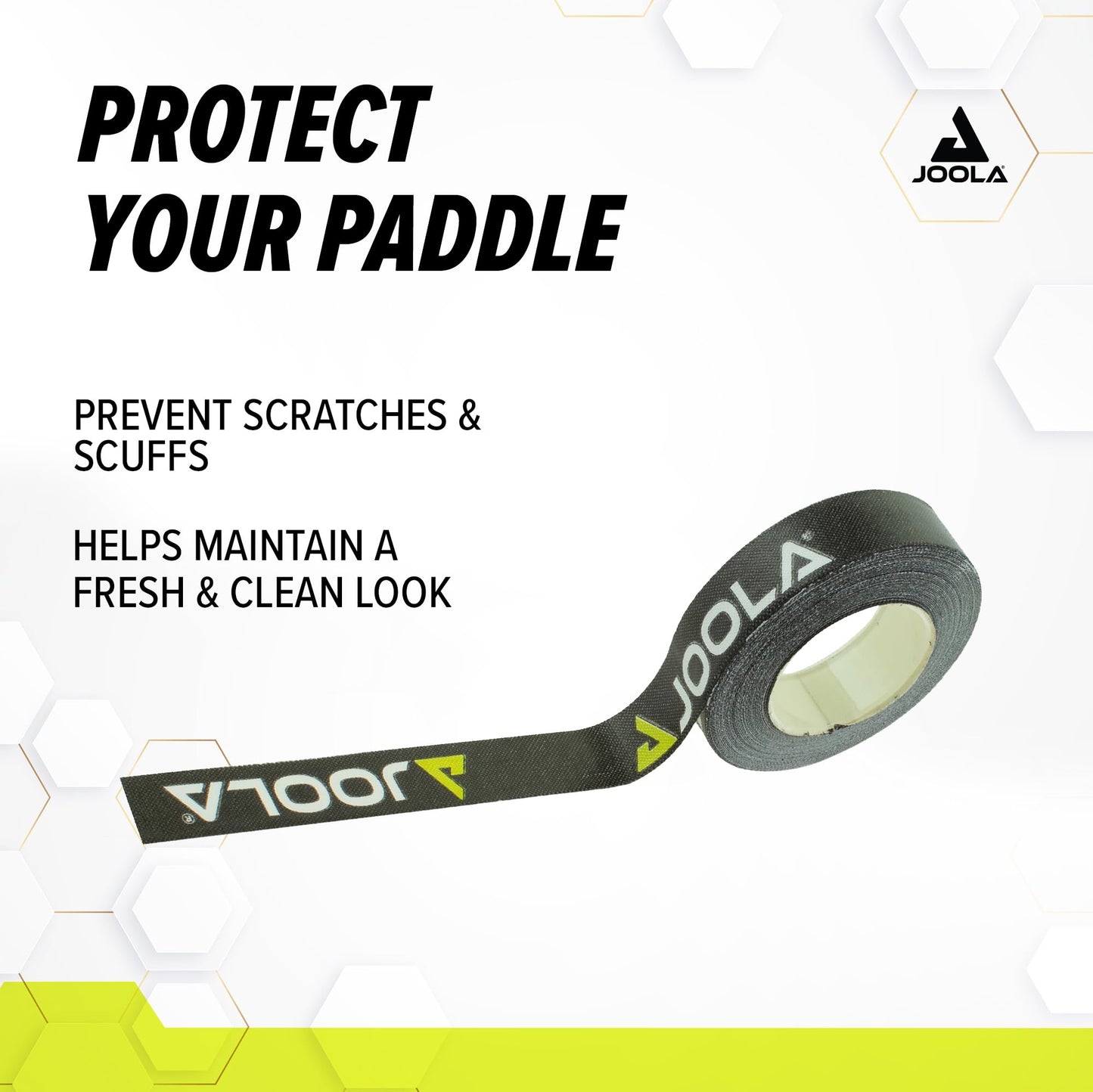 JOOLA Pickleball Paddle Edge Tape - Protects Edge Guard & Covers Lead Tape for Paddles - Fits Any Brand & Most Sizes of Pickleball Rackets - 5 Meter Extra Long Roll for 6 Racquettes
