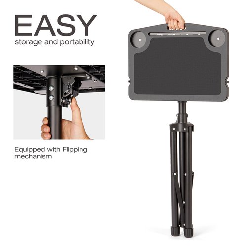 KONG MING CAR Indoor Cycling Desk - Foldable Tabletop with Non-Slip Surface - Adjustable Height Computer Stand, Bike Trainer & Treadmill Desks