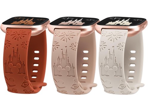 Girovo 3 Pack Engraved Cartoon Bands Compatible with Fitbit Versa 2 Band/Versa Lite/Versa Band Women, Cute Soft Silicone Replacement Straps Bracelet Sport Designer Fancy Wristbands for Fitbit Versa SE