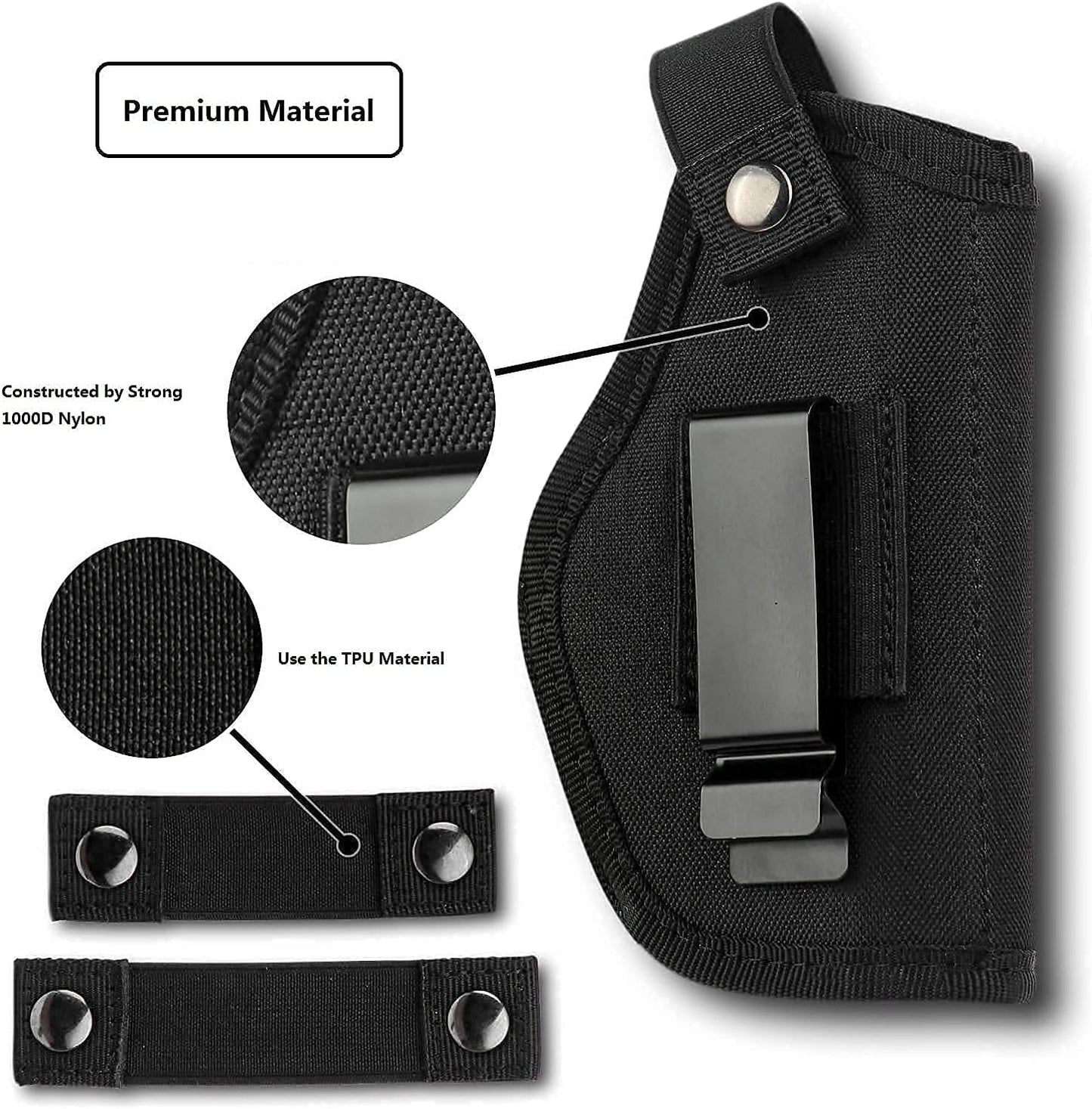 Skiennix Universal Gun Holster - Concealed Carry for Right/Left Hand Draw | Fits Subcompact & Compact Handguns - Black