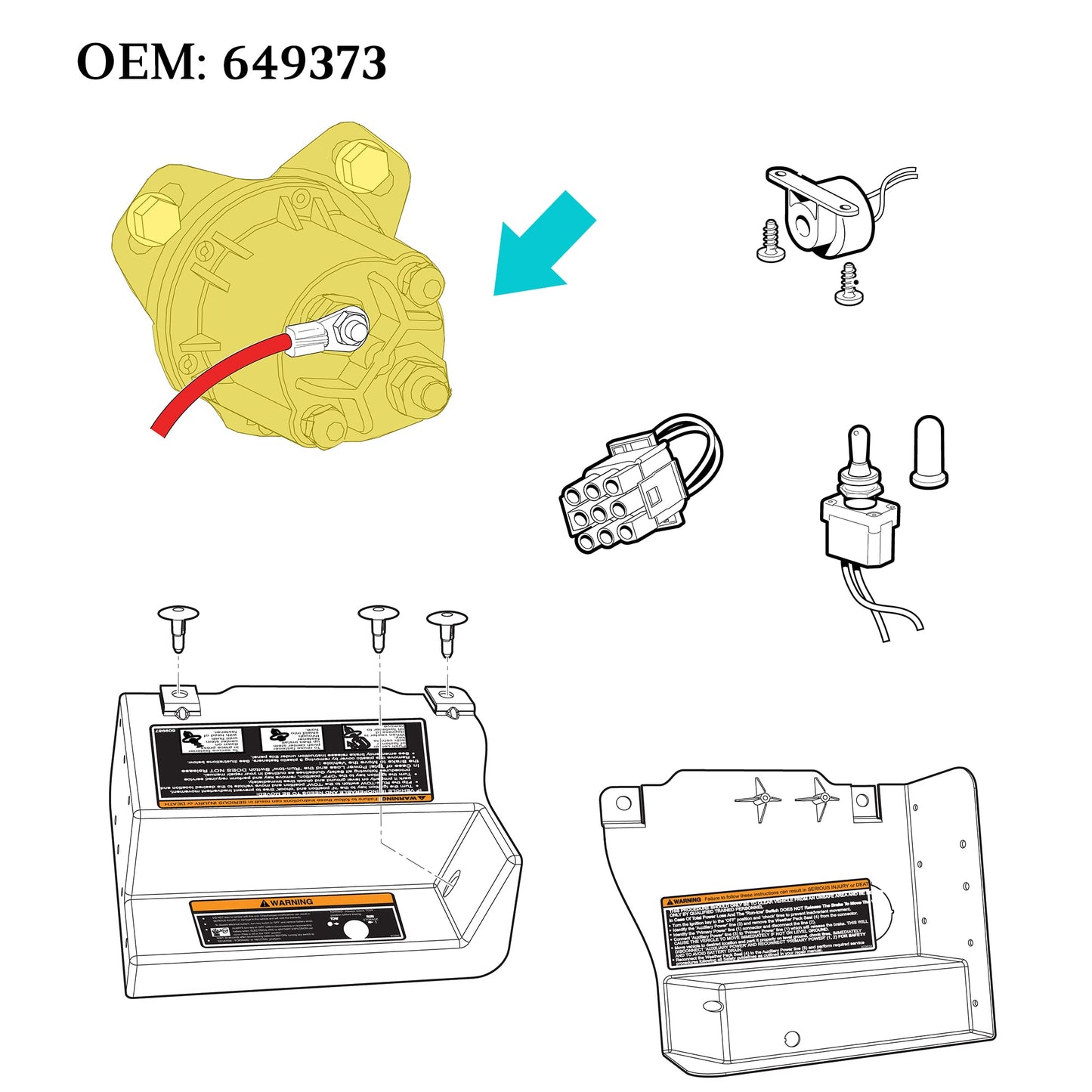 10L0L Golf Cart 48V Solenoid for EZGO RXV, 4 Terminal 150A, Replace OEM 624317, 649373