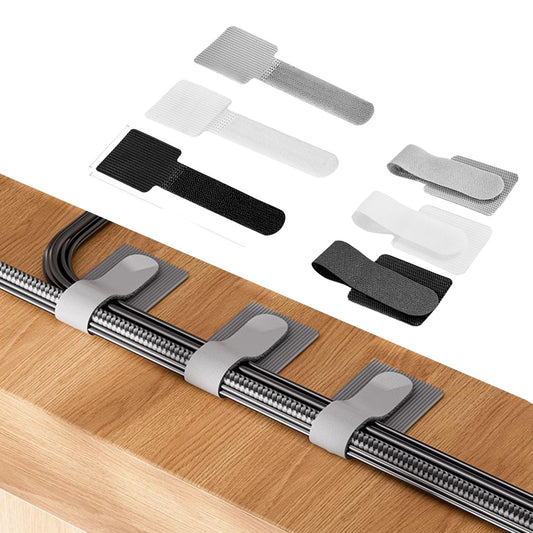 KoberrLi Cord Organizer Cable Management 45 Pack Adhesive Cord Holder Hooks Clips Reusable Holder Straps Strips 2 Size for Under Desk Charging Cords Appliance