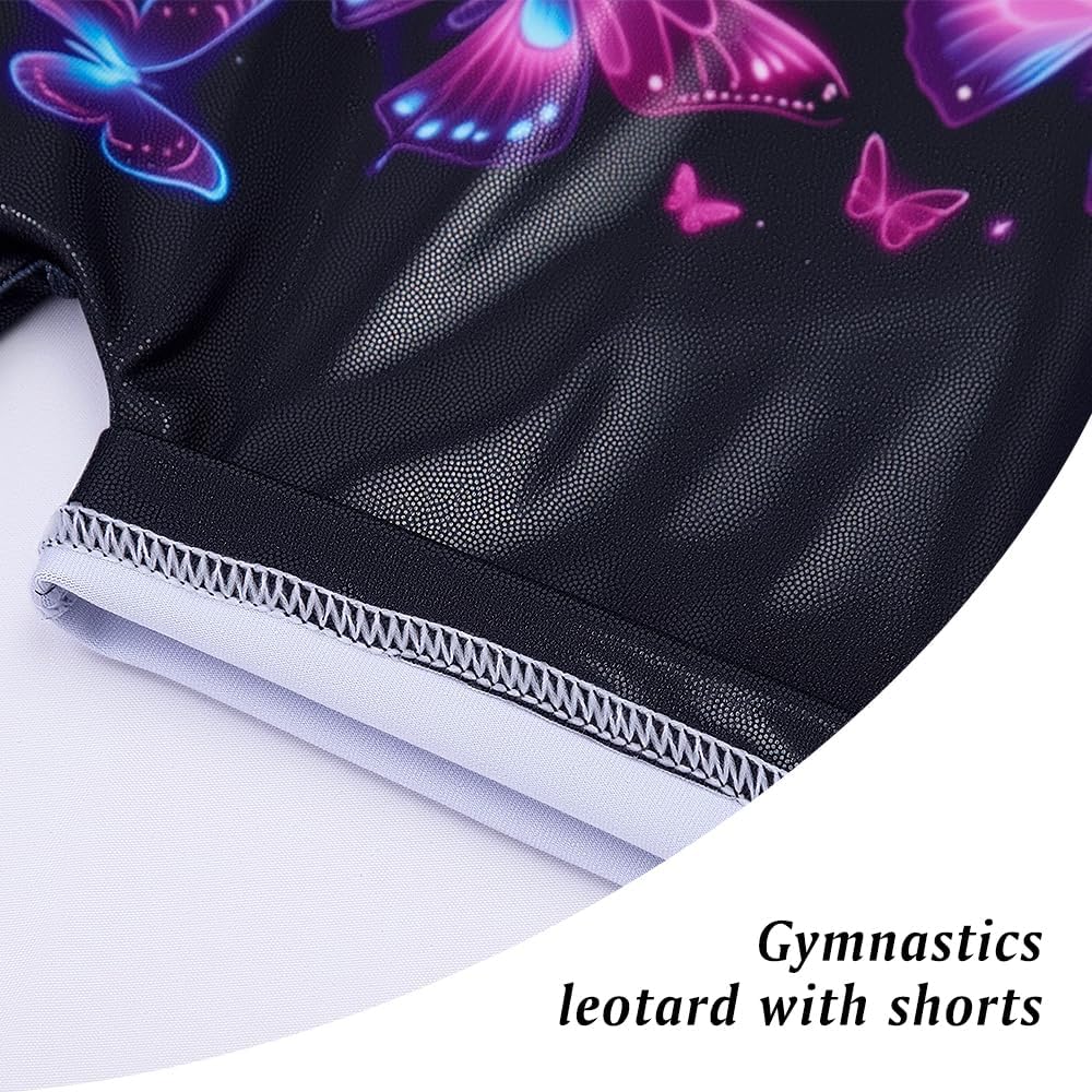 Skiennix Girls' Gymnastics Leotard - Shiny Mermaid Unicorn Design | Toddler Size in Rainbow Blue & Hot Pink