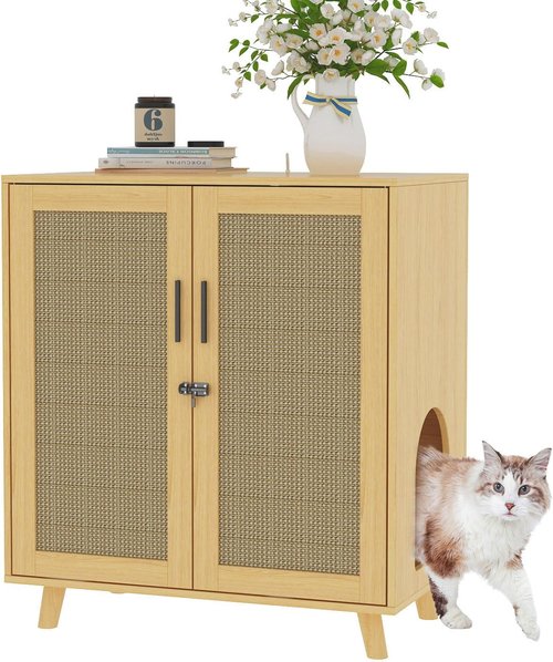 Lovinouse Cat Litter Box Enclosure - Large Hidden Cabinet with Adjustable Shelf | Stylish Furniture for Living Room