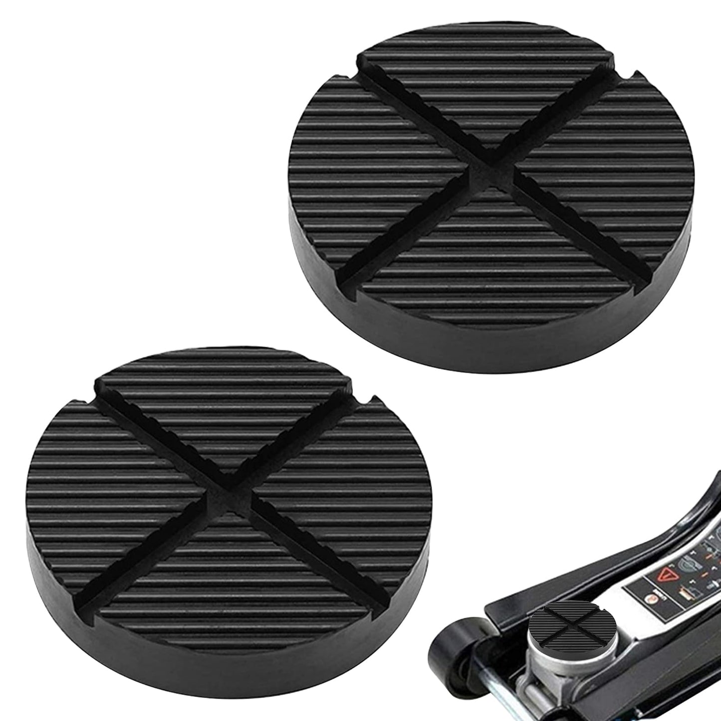 2PCS Rubber Jack Pads, Grooved Surface, Car Jack Block Jacks Adapter Jack Pad Jack Stand Pads for Pinch Welds Vehicle Lifts Rubber Floor Bracket