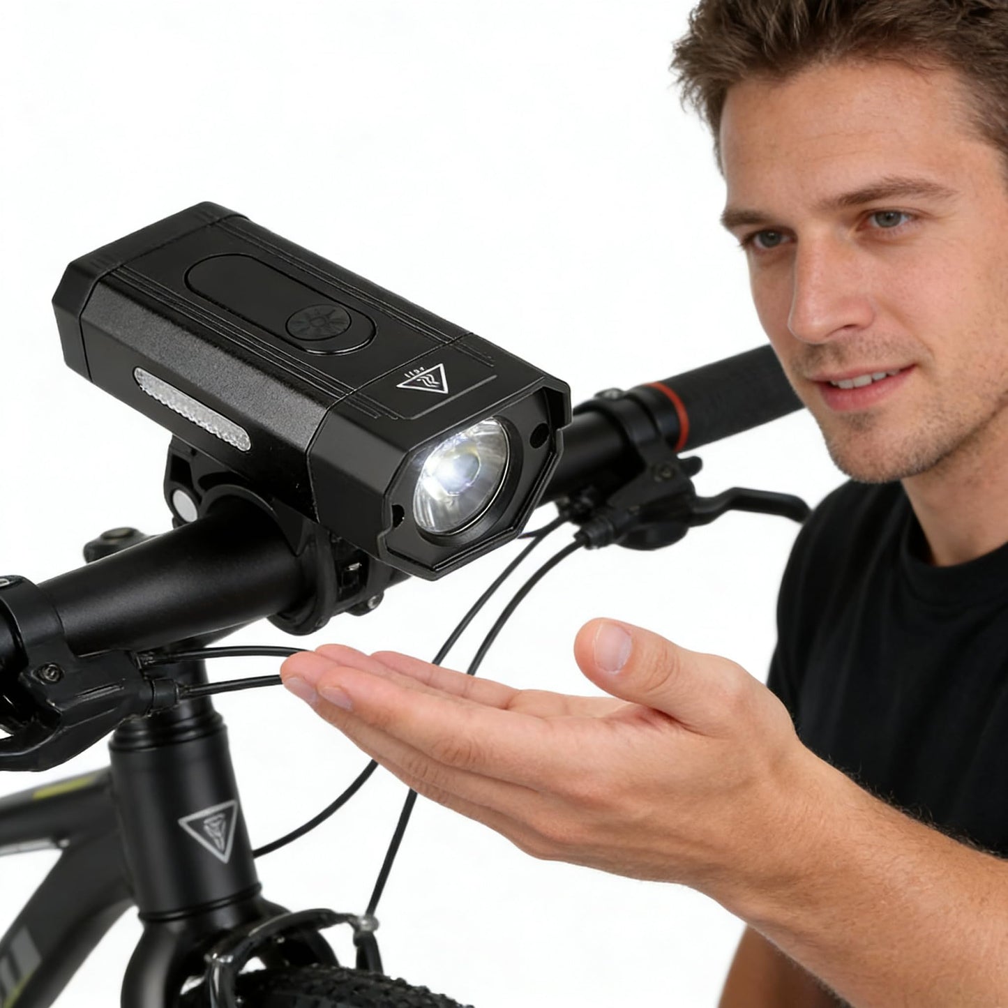 Multifunctional Bicycle Lamp, USB Rechargeable Bike Light, 800 Lumens, 5 Modes, IPX6 Waterproof Front Headlight with Battery (Black)