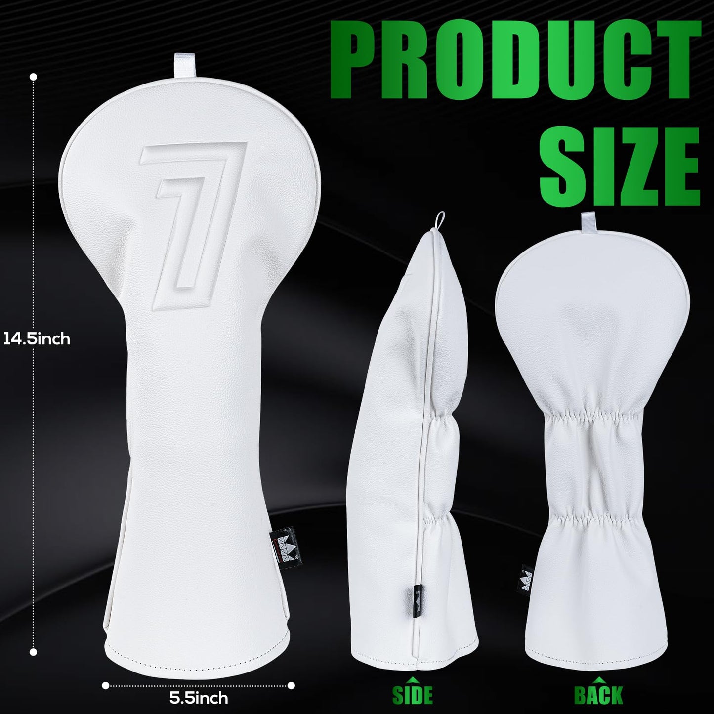 Craftsman Golf Minimal Design 3D Embossed No. White #1 Golf Club Headcover Cover for Driver Fits up to 460cc Heads