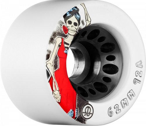 Rollerbones Day of The Dead 62mm x 92A Derby/Speed White Roller Skate Wheels (4 pk)