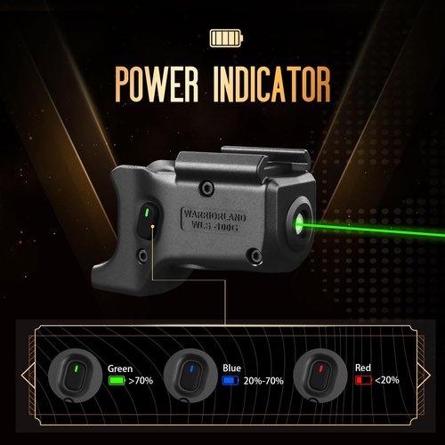 WARRIORLAND Green Laser Sight Fit Glock 43X MOS with Kydex Holster,Green Beam Sight with Power Indicator, Glock 43X MOS Laser with IWB Holster Right Hand, WLS-100G w/ G43X MOS