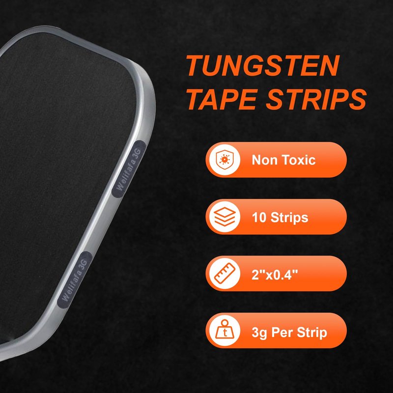 Welifafa Tungsten Tape for Pickleball Paddles 10PCS 3 Gram Pickleball Weights for Paddles Adhesive Pickleball Weighted Tape Non-Toxic Pickleball Paddle Weight Strips for Men Women Adults Beginners
